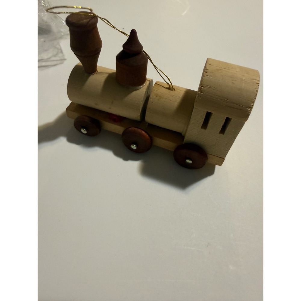 Vintage Wooden Train Locomotive Christmas Ornament Made in Taiwan Republic China